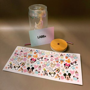 Sweet Treats Disney Theme Park UV DTF Cup Wrap Decal for 16 oz Glass Cup or Tumbler Cute Halloween Gift Christmas Candy