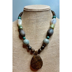 DTR JAY KING Mine Finds Agate Jasper Stone Beads 925 Chunky Pendant Necklace, Sterling Silver .925