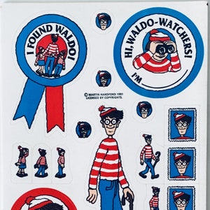 Fogli di adesivi vintage - Dov'è Waldo? 1991 • NON UTILIZZATI •