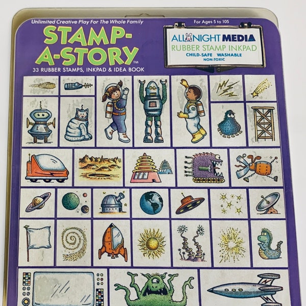 Vintage 1990s Rubber Stamp Set - Stamp-A-Story "Space Adventures" - All Night Media