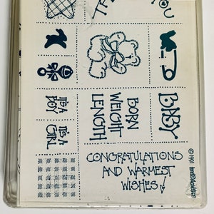 Set de tampons en caoutchouc vintage des années 1990 - Bébé - Annette Allen Watkins