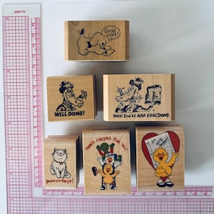 Vintage Stempel - Verschiedene Lehrer Stempel 14 - Spot, Mrs. Green, Suzy's Zoo