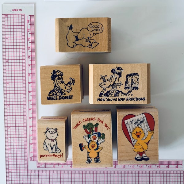 Vintage Rubber Stamps - Various Teacher Stamps 14 - Spot, Mrs. Green, Suzy's Zoo