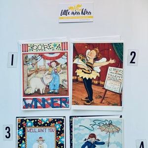 Cartes de voeux vintage Mary Engelbreit - Félicitations/Bonne chance • INUTILISÉ •