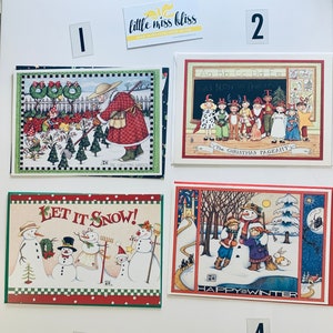 Tarjetas de felicitación vintage de Mary Engelbreit - Feliz Navidad - parte 4 • SIN USAR •