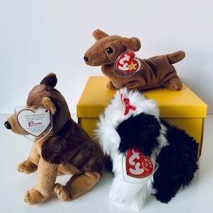 TY Beanie Babies Weenie, Courage, Poofie