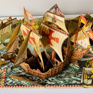 Vintage 3D Pop-Up Book, "How Columbus Discovered America" - Vojtech Kubasta
