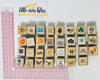 Vintage Small Holiday & Animal Based Rubber Stamps (set of 31)