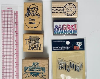 Vintage Rubber Stamps - Various French Teacher Stamps 5