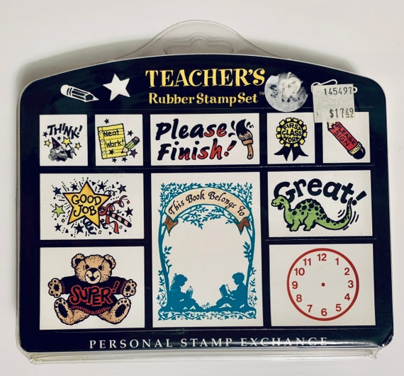 Vintage 1990s Rubber Stamp Set -teacher - Personal Stamp Exchange  display picture 1