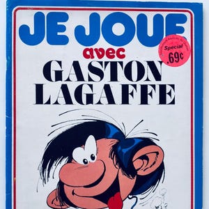 Vintage książeczka do kolorowania/aktywności „Je joue avec Gaston Lagaffe”.
