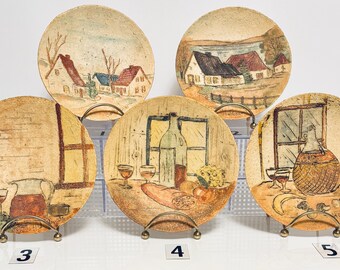 Vintage Studio Hubert Du Roscoat Art Pottery Wall Plates - Small • CANADIAN MADE