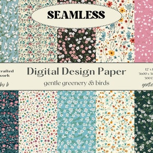 Flowers Digital Papers - Scrapbook Paper - Seamless Patterns - Digital Background - Printable Paper Set - Wedding Roses - Floral Patterns