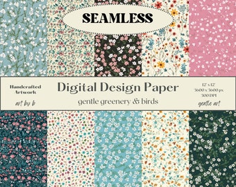 Flowers Digital Papers - Scrapbook Paper - Seamless Patterns - Digital Background - Printable Paper Set - Wedding Roses - Floral Patterns