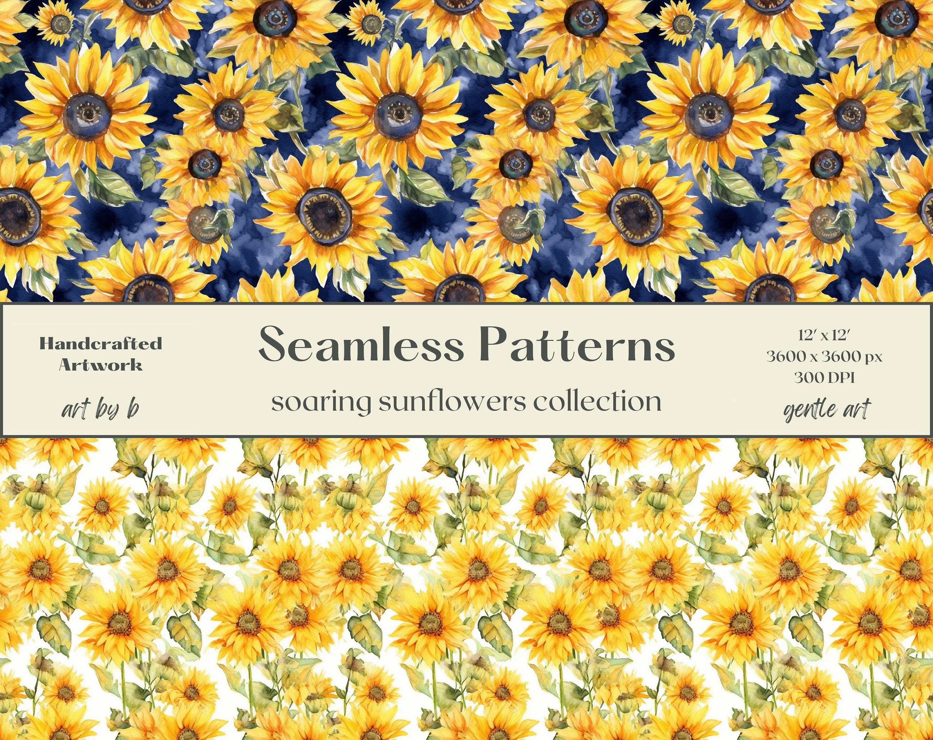 Sunflower Floral Digital Paper Seamless Pattern- Watercolor Scrapbook ...