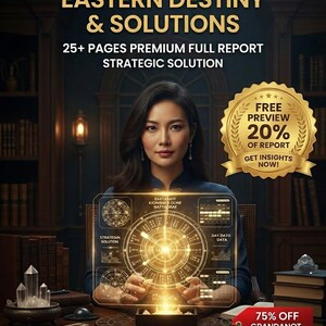 May include: An advertisement for "Eastern Destiny & Solutions" featuring a woman in a dark blue top. The image includes text that says "25+ Pages Premium Full Report" and "Strategic Solution." A gold seal reads "Free Preview 20% of Report."