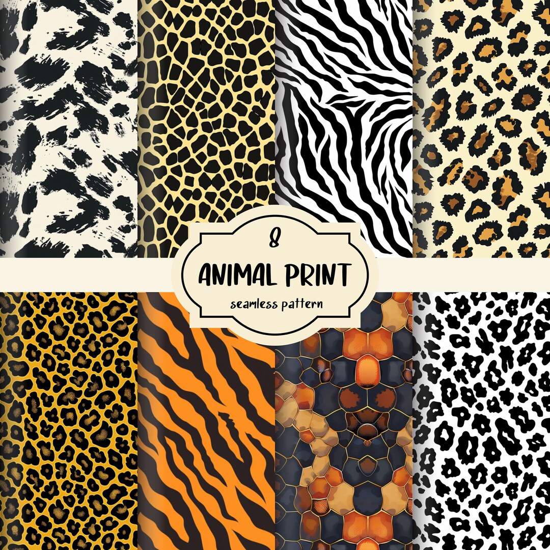 8 Animal Print Seamless Pattern. Digital Craft Paper Bundle. Free ...