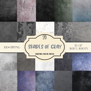 20 Shades of Gray Grunge Distressed Digital Paper Set /Junk Journal Scrap book/Vintage Digital Download/Free Commercial Use