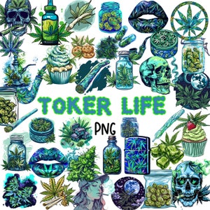 43 Clip Art de parafernalia de cannabis al horno/Weed Stoner Print/Toker Descarga digital/PNG imprimible/Ilustración de marihuana/Sudadera con capucha/ Camiseta/ 420 PNG