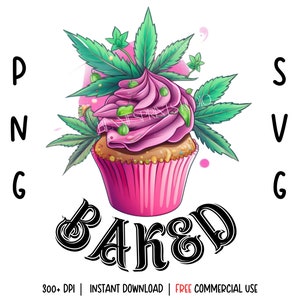 Gebackener Cannabis Cupcake Clip Art / Weed Stoner Druck / Toker Digitaler Download / druckbare PNG SVG / Marihuana Illustration / Hoodie / T-Shirt