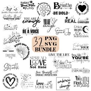 Boho Inspirational Svg Png Bundle, Afirmaciones Positivas Svg, Bondad Svg, Buenas Vibraciones Sólo Svg, Floral svg, Citas Png, Inspiración Svg,