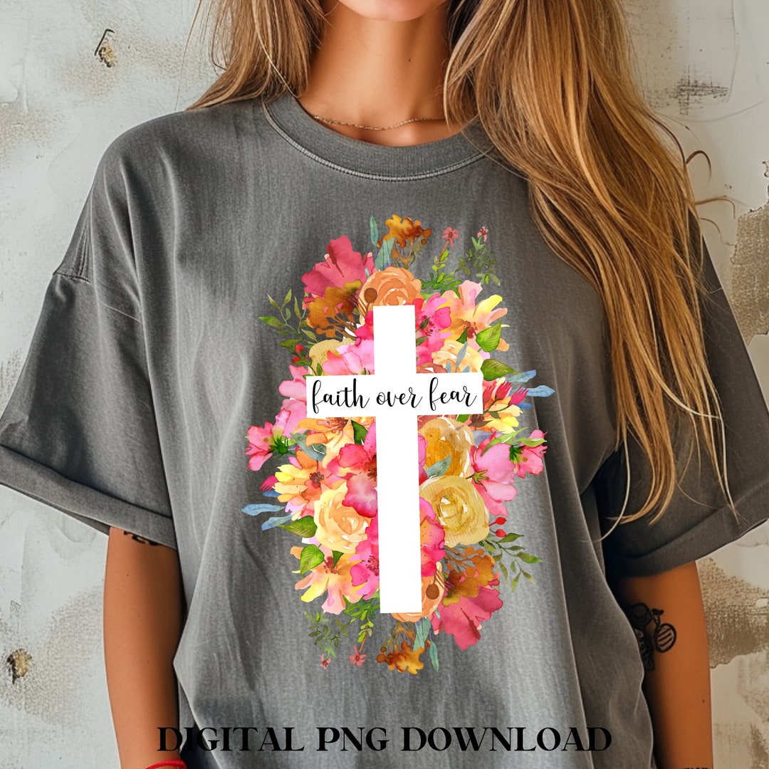 Faith Over Fear Png, Cross PNG, Mental Health PNG, Christian Clipart ...