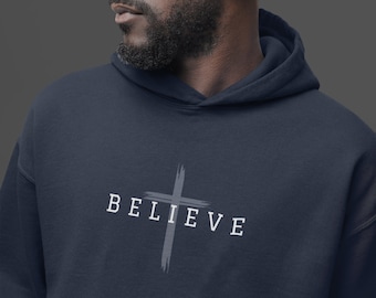 Believe Cross Hoodie, Blessed Cross Hoodie, Christian Hoodie, Religious Hoodie, Christian Sweatshirt,Sweatshirt,b2g,Ammie Peters