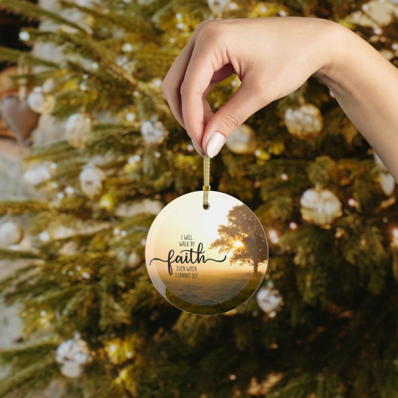 Walk by Faith Ornament, Scripture, Faith Ornament, Jesus Ornament, Christmas Gift, Christian Gift, b2g, SDD image 4