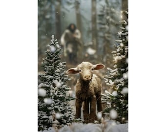Jesus and Lamb Christmas, Faith Poster, Jesus Poster, Yahushua Poster, Jesus and Lamb Art, b2g, Christmas, Ammie Peters