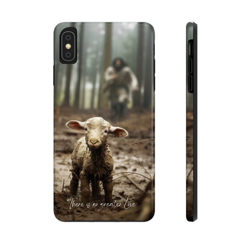 Jesus and Lamb No Greater Love Phone Case, God Phone Case, Jesus Phone Case, Yahushua Phone Case, Faith Phone Case, b2g, Ammie Peters image 1