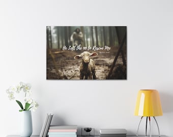 Lion and Lamb He Left the 99 Horizontal, Faith Canvas Prints, Jesus Canvas Art, Jesus Art, Jesus and Lamb Art, b2g, Ammie Peters