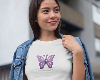 Purple Butterfly Shirt, Spread Your Wings and Fly Shirt, Inspirational T-Shirt, Inspirational Gift, Butterfly T-shirt, b2g, Ammie Peters