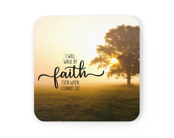 Walk by Faith Coaster Set, Coasters Set of 4, Christian Gift, Christmas Gift, Inspirational, Scripture, Christian Coasters, b2g, SDD