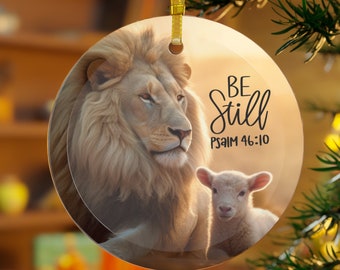 Lion and Lamb Be Still (black) Ornament, Lion and Lamb, Faith Ornament, Ornament, Christmas, Christmas gift, Christian Gift, b2g, SDD