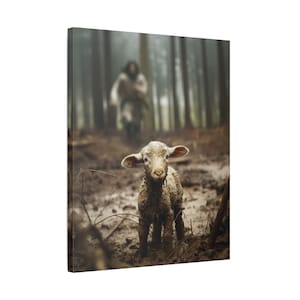 Jesus and Lamb No Words, Faith Canvas Prints, Jesus Canvas Art, Yahushua Canvas Art, Jesus and Lamb Art, b2g, Ammie Peters