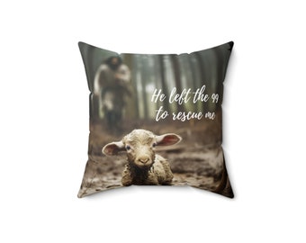 Jesus and Lamb He Left the 99 Pillow, Yahushua and Lamb Pillow, Jesus Pillow,Jesus and Lamb, Throw Pillow, b2g, Ammie Peters