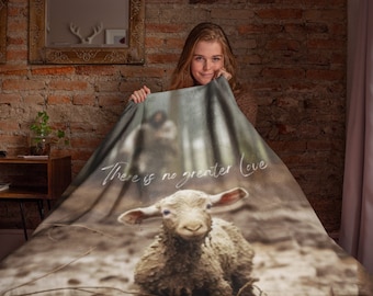 Faith Plush Blanket, God Plush Blanket, Jesus Blanket, Yahushua Blanket, Jesus and Lamb, Blanket, housewarming gift, b2g, Ammie Peters