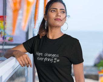 Hope Changes Everything Flowers Jersey Short Sleeve Tee, Faith T-Shirt, Christian Gift, Faith Gift, Christian Shirts, Christian T-Shirts,b2g