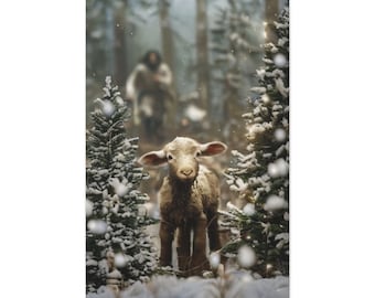 Jesus and Lamb Christmas, Faith Canvas Prints, Jesus Canvas Art, Yahushua Canvas Art, Jesus and Lamb Art, b2g, Christmas, Ammie Peters