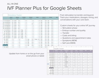 Digitale IVF Tracker Plus voor Google Spreadsheets - Houd uw vruchtbaarheidstraject op koers