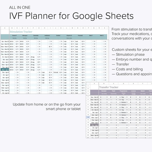 Digital IVF Tracker for Google Sheets - Keep Your Fertility Journey on Track