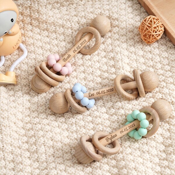 Wooden Rattle Etsy
