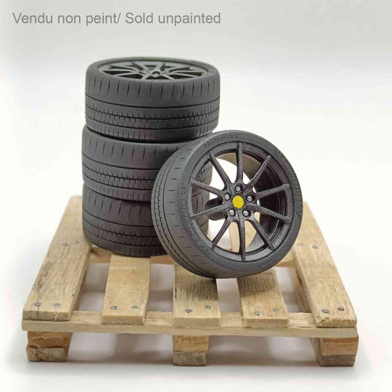 Jeu De Pneus Et Jantes à Rayons Ferrari échelle 1:18 - KK Scale - Argent Et Noir - Neuf