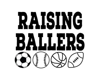 Raising Ballers Sports Mom SVG PNG Bundle, Sports Gift, Printable Cricut SVG, voetbalshirt svg Cadeau voor mama, Sport Cut File, sublimatie