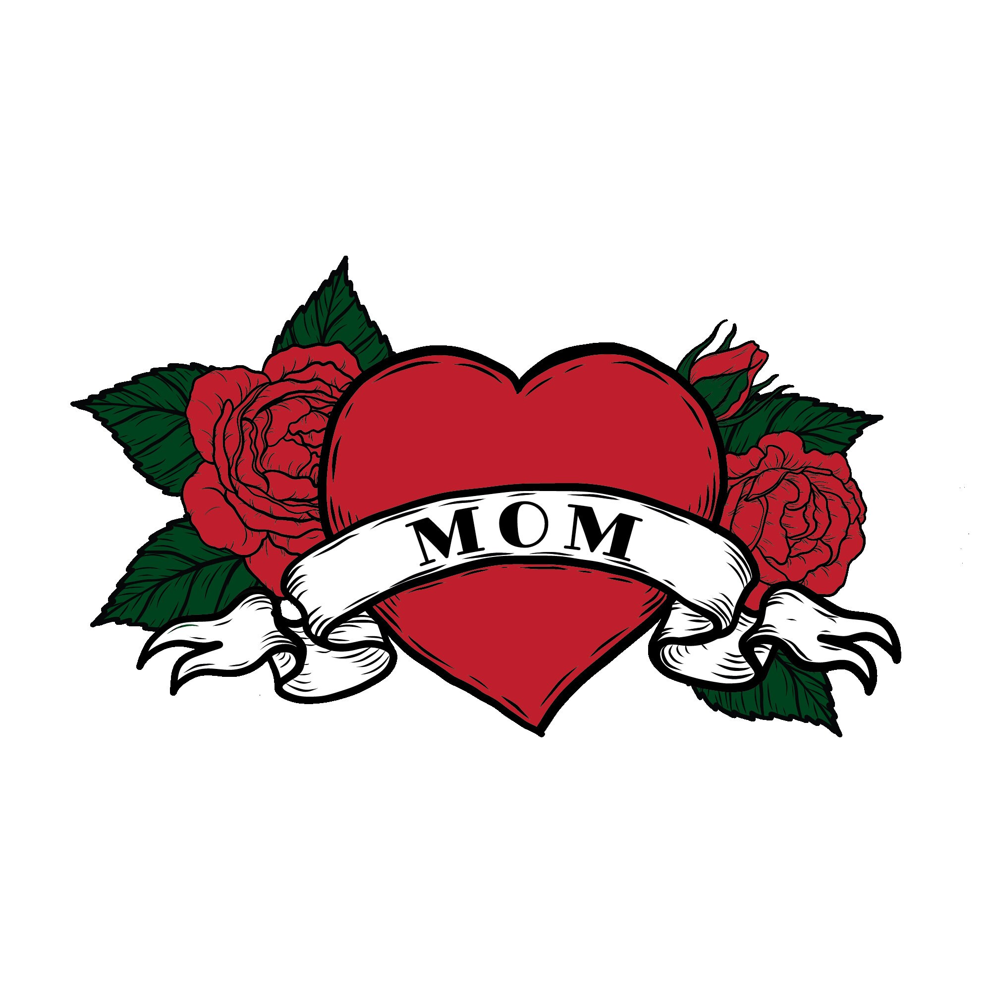 Mom Heart and Rose Tattoo SVG PNG Bundle L Tatted Moms Club L ...