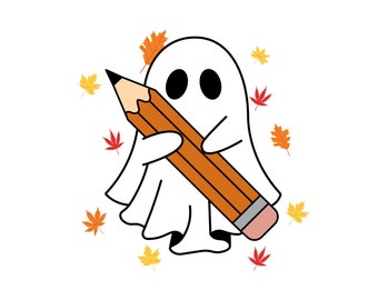Fall Halloween Ghost Teacher SVG PNG Bundle, teacher appreciation gift, back to school svg, spooky dtf transfer, halloween teacher wall art