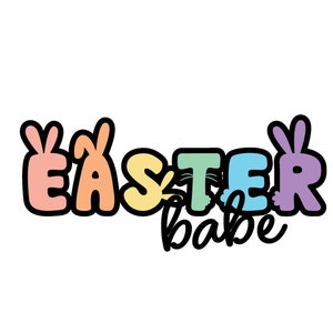 Może przedstawiać: Słowo "WIELKANOC" jest napisane w kolorach tęczy z uszami króliczka na literach "W" i "C".