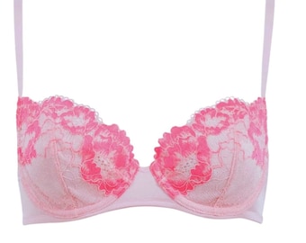 Pink Embroidery Underwire Bra