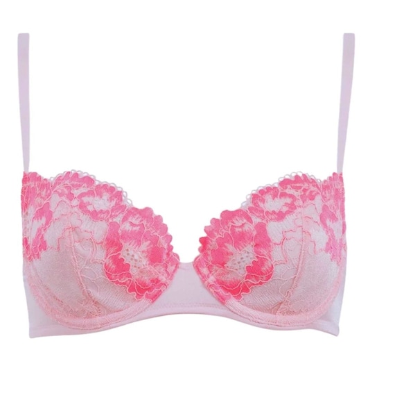 Soutien‑gorge Brodé Gris Et Rose Secret Possessions – 36D – Neuf Sans étiquettes