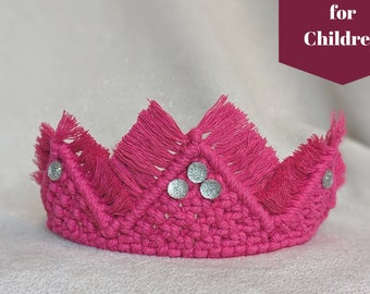 Macrame Princess Tiara for Kids Crown for Birthdays and Photo Shoots Children's Handmade Dress Up Gift Ideas for Little Girls and Boys